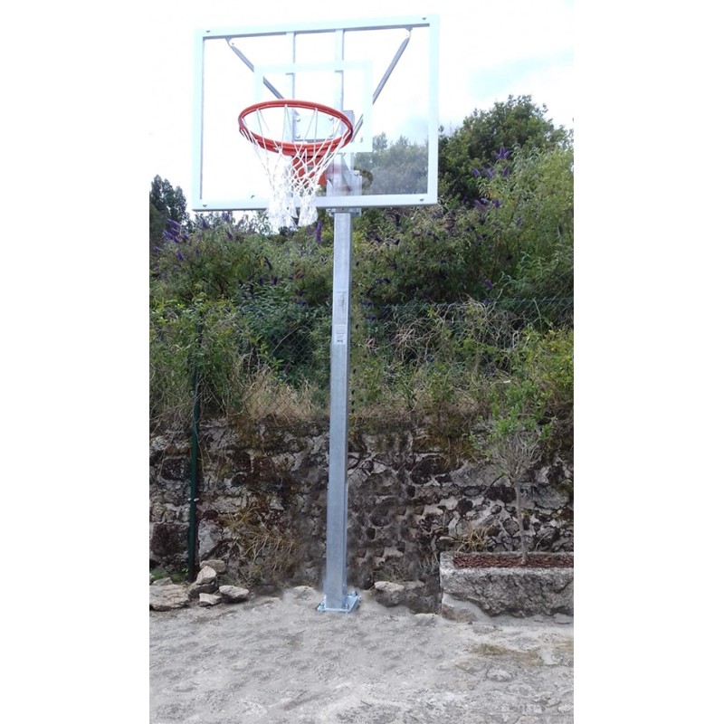 Jgo canastas galvanizadas minibasket monotubo new tubo 114 mm fijas con base anclaje-sin tablero,aro
